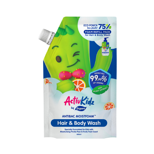 400ml Drypers Activ Kidz Antibac Hair & Body Wash Fruity Fresh Refill