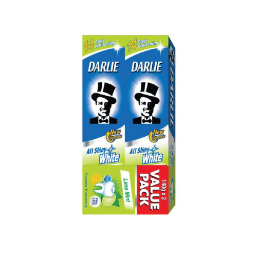 2 x 140g Darlie Toothpaste All Shiny White Lime Mint
