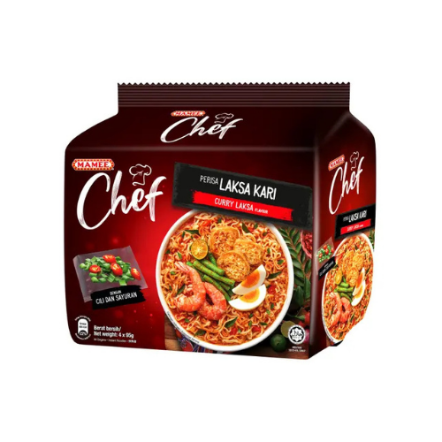 4 x 89g Mamee Chef Curry Laksa Instant Noodle