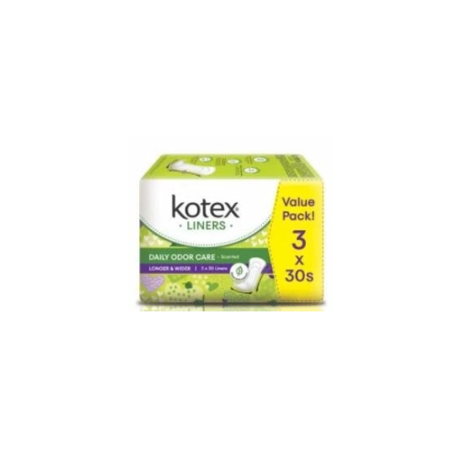 3x30s Kotex Liners Daily Odor Care Longer & Wider Scented Sirih