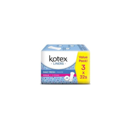 3x32s Kotex Liners Daily Fresh Regular Unscented
