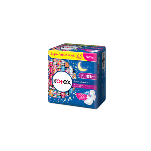 2x14pcs Kotex Soft & Smooth Maxi Night Wing 28cm