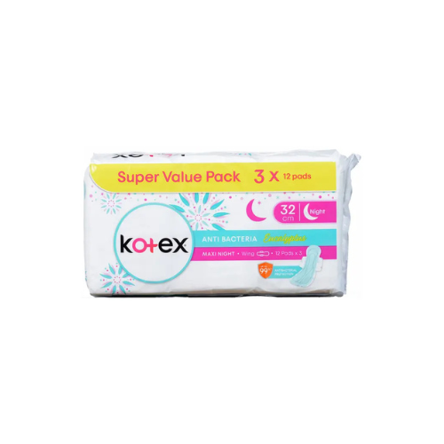 3x12pcs Kotex Natural Care Overnight 32cm Antibacterial