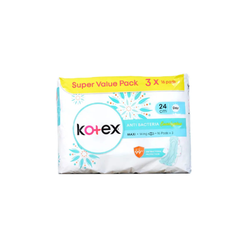 3x16pcs Kotex Natural Care Maxi Wing Antibacterial