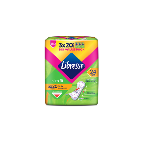 3x20pcs Libresse Slim Fit Slim Non Wings 24cm