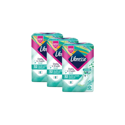 3x32s Libresse Green Tea Slim Panty Liner Box 15cm
