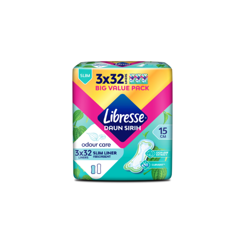 3x32s Libresse Odour Care Slim Panty Liner 15cm