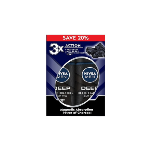 2x50ml Nivea Men Deodorant Roll On Deep Dry & Clean
