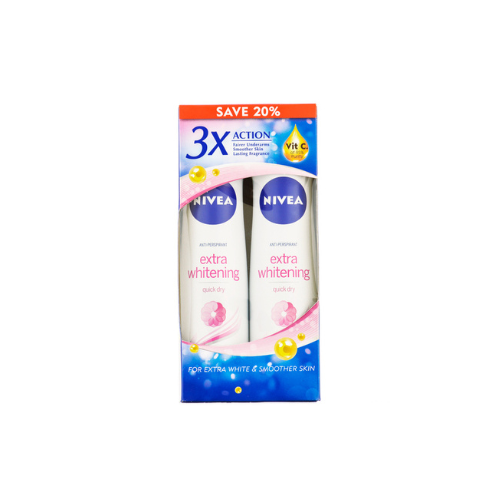 2x150ml Nivea Female Deodorant Spray Extra White