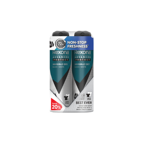2x135ml Rexona Men Deodorant Spray Invisible Dry