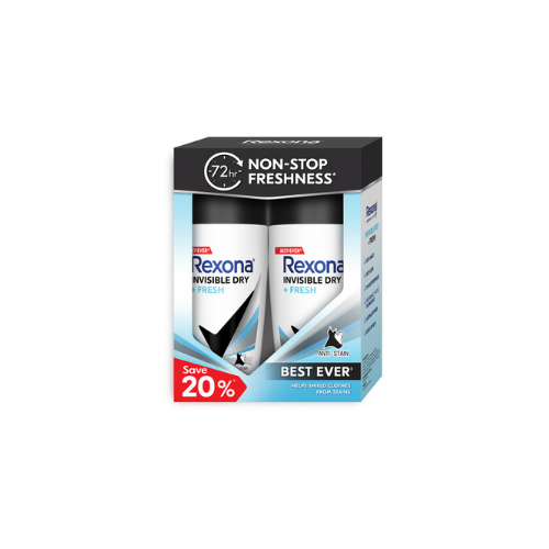 2x45ml Rexona Female Deodorant Roll On Invisible Dry