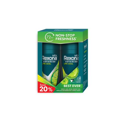 2x45ml Rexona Men Deodorant Roll-On Natural Fresh Cool Lime